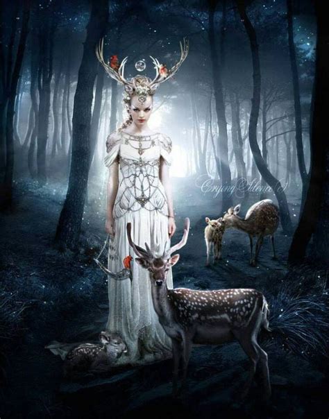 The moon is an ancient archetypal female symbol. . Goddess with deer antlers